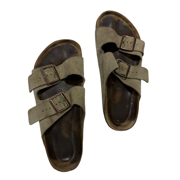 Birkenstock Arizona Beige Suede Sandals Sz US L11 - Picture 4 of 12